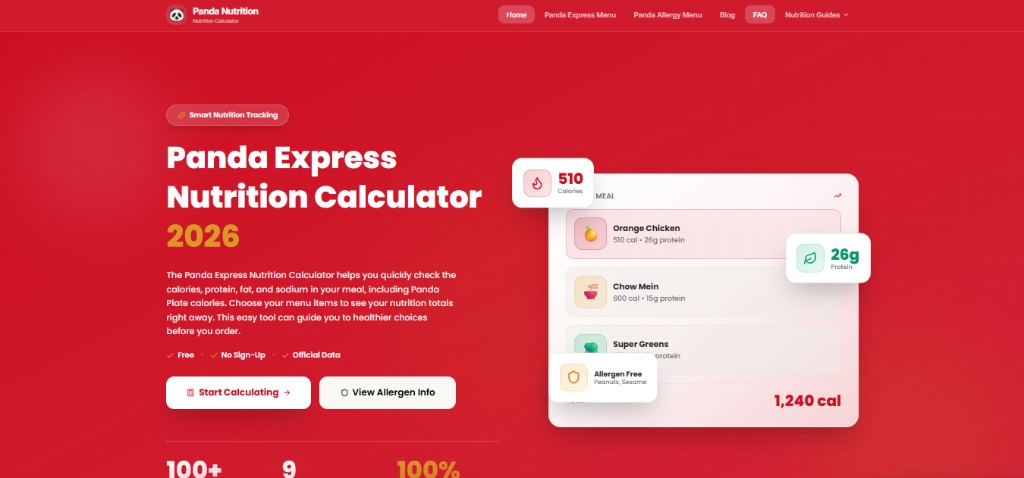 Panda Express Nutrition Calculator
